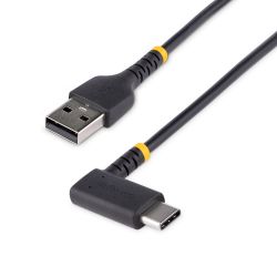 StarTech.com 1m USB A naar C Oplaadkabel, Haakse USB-C Kabel, Robuuste Fast Charge USB-C Kabel, USB 2.0 A naar Type-C, 3A, USB L