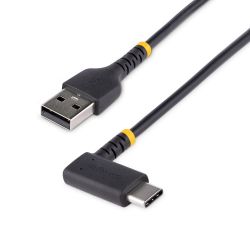 StarTech.com 2m USB A naar C Oplaadkabel, Haakse USB-C Kabel, Robuuste Fast Charge USB-C Kabel, USB 2.0 A naar Type-C, 3A, USB L