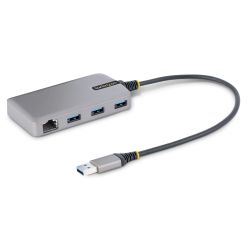 StarTech.com 3-Port USB Hub met Ethernet, 3x USB-A, Gigabit Ethernet (RJ-45), USB 3.0 5Gbps, Bus-Powered, 30cm Kabel, Compacte L