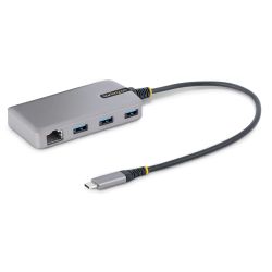 StarTech.com 3-Port USB-C Hub met Ethernet, 3x USB-A , Gigabit Ethernet RJ45, USB 3.0 5Gbps, Bus-Powered, 30cm Kabel, Compacte L