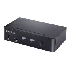 StarTech.com 2 Port USB C KVM Switch, DisplayPort KVM met 4K 60Hz UHD HDR Video, 3.5mm Audio, 4x USB HID en 2x USB A 3.2 Gen 1 5