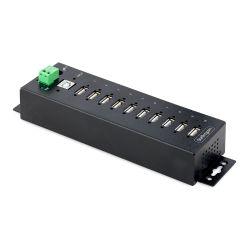 StarTech.com 10-Port Industriële USB 2.0 Hub, Rugged USB Hub met ESD Level 4 Bescherming, DIN/Wand/Bureau-Monteerbare USB-A HUB,