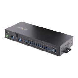 StarTech.com 16-Port Industrial USB 3.0 Hub, 5Gbps, Staal, DIN/Wand/Rack Monteerbaar, ESD Beveiliging, Terminal Block Voeding, T