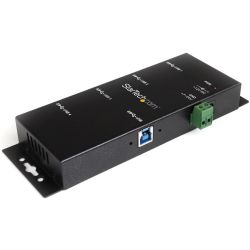 StarTech.com 4-Port USB 3.0 Hub (5Gbps) | Metalen industriële USB-A Hub | Wand- of Bureau-monteerbare USB Data Hub | TAA Complia