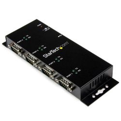 StarTech.com 4-poort USB naar DB9 RS232 Seriële Adapter Hub Industrieel DIN-rail en Wandmontage