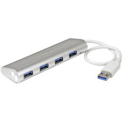 StarTech.com 4 Poorts draagbare compacte USB 3.0 hub met geïntegreerde kabel - 5Gbps - aluminium